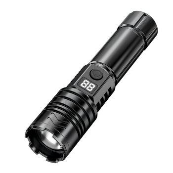 Τελεσκοπικός πολυλειτουργικός LED φακός, επαναφορτιζόμενος, 20W, σώμα από αλουμίνιο, εμβέλεια 200-500 m