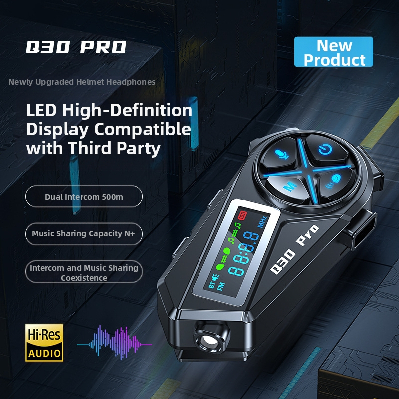 Bluetooth слушалка за мотоциклетна каска, вградена, подходяща за половин и пълен шлем, 22 ч живот на батерията, обхват до 10 м, Bluetooth 5.4, стерео звук