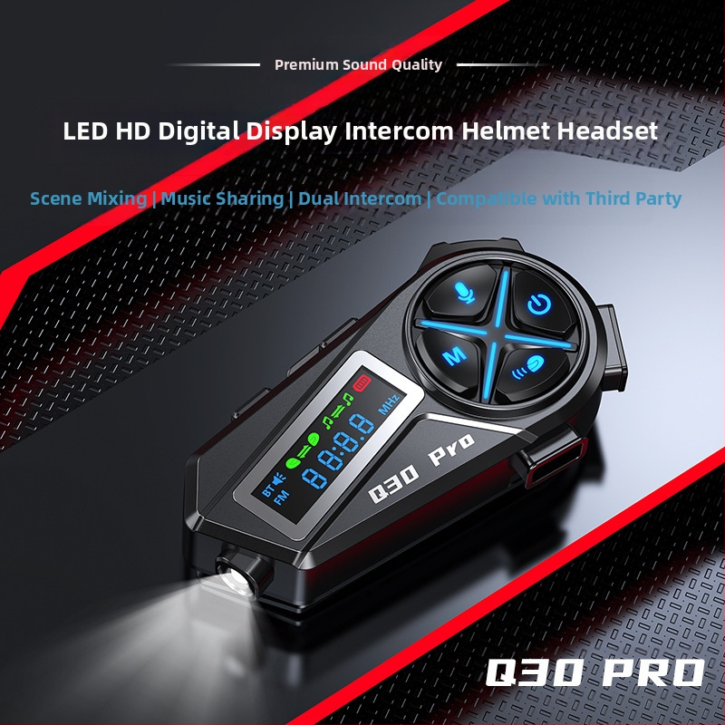 Bluetooth слушалка за мотоциклетна каска, вградена, подходяща за половин и пълен шлем, 22 ч живот на батерията, обхват до 10 м, Bluetooth 5.4, стерео звук