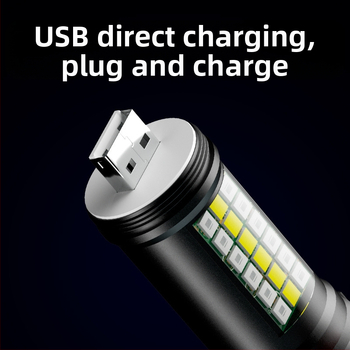 Rankinis LED P60 žibintuvėlis iš aliuminio lydinio, teleskopinis dizainas, USB įkrovimas, šoninis apšvietimas, iki 500 lm, modelis Ym-9102