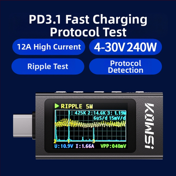 USB-C тестер за зареждане, цифров амперметър и волтметър, мощностомер, модел KWS-X1