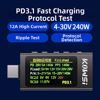USB-C тестер за зареждане, цифров амперметър и волтметър, мощностомер, модел KWS-X1