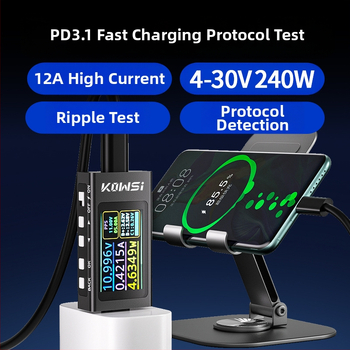 USB-C тестер за зареждане, цифров амперметър и волтметър, мощностомер, модел KWS-X1