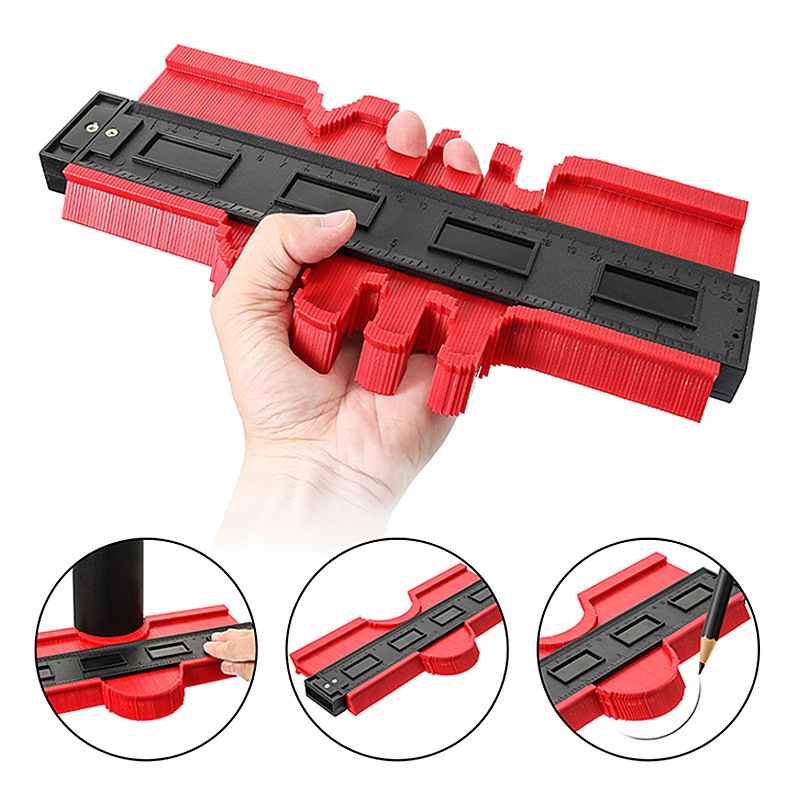 Μετρητής προφίλ για την άκρη λαμιναμένου δαπέδου, ρυθμιζόμενο κλειδωτικό άκρου, ABS υλικό, γωνιακός χάρακας