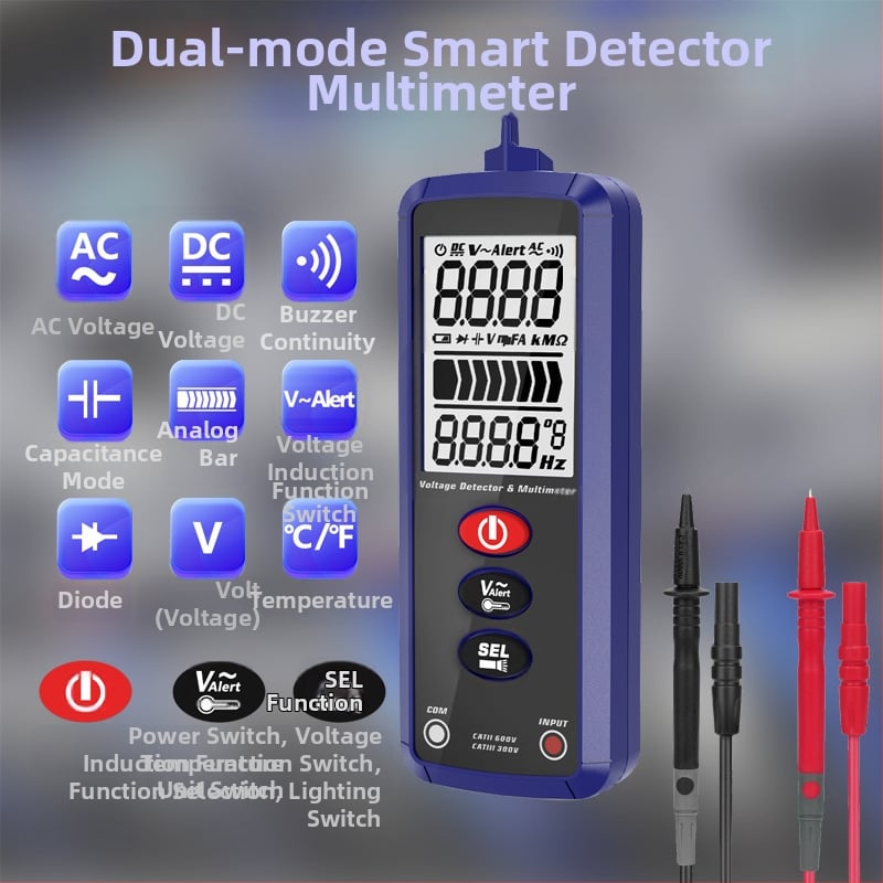 Divu režīmu gudrais multimetrs – mini sprieguma testers, daudzfunkcionāls, aizsardzība pret pārkarsēšanu, automātiskais digitālais mērinstruments