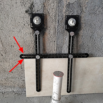 Διπλής κεφαλής επίπεδος χάρακας για την τοιχοποιία — εύρος 100 mm, αλουμίνιο κράμα και ανοξείδωτος χάλυβας, γωνιόμετρο