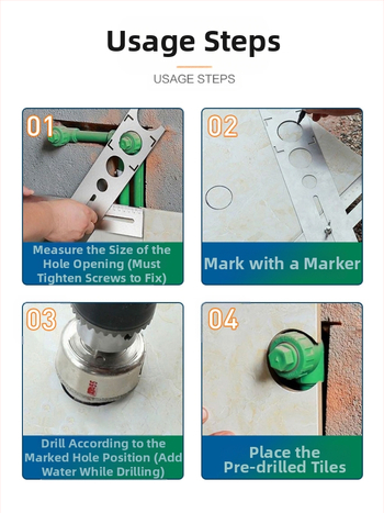 Εντοπιστής οπών πλακιδίων και εργαλείο διάτρησης — Πολυλειτουργικό, ρυθμιζόμενο εργαλείο ανοίγματος οπών για γυαλί