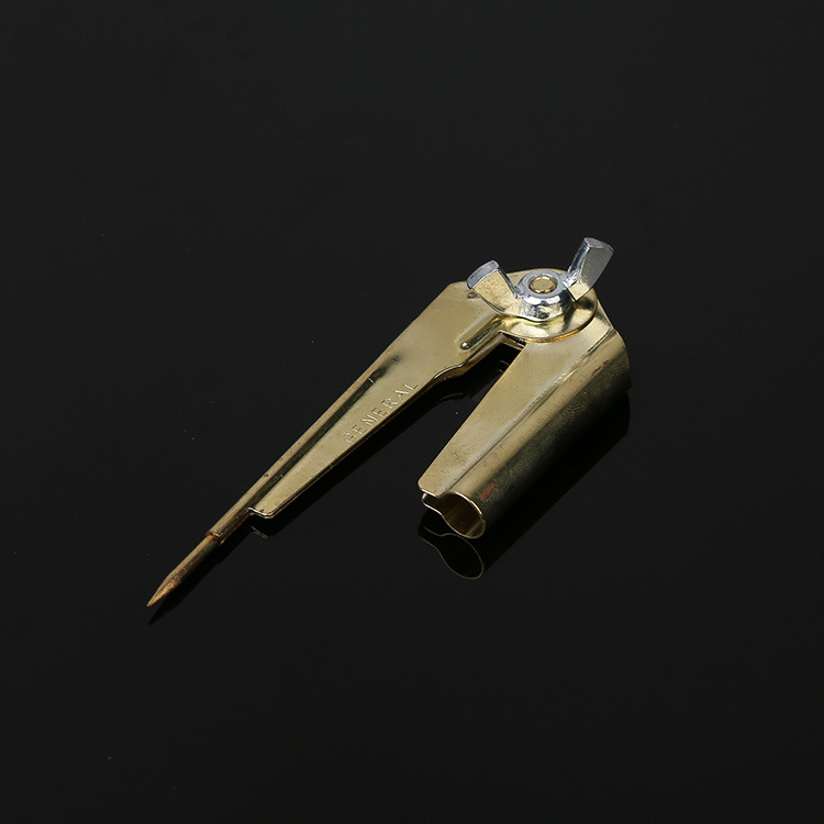 Дърводелски циркул, железно тяло, нееднакъв метал, позлатено покритие, измервателно устройство