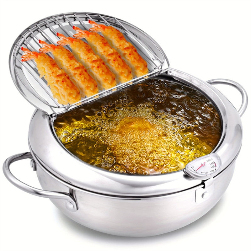 Nerūsējošā tērauda tempura fritieris ar sietu, japāņu stilā, indukcijai piemērots