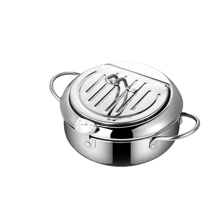 Nerūdijančio plieno tempura frite su sietu, japonų stiliaus, tinkama indukcinėms viryklėms