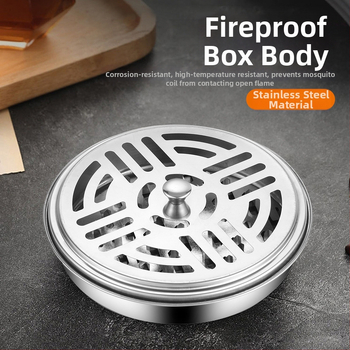 Nerūdijančio plieno dėžutė moskitų spiralėms, vėju atsparus dizainas, daugkartinio naudojimo; logotipo spausdinimas įmanomas