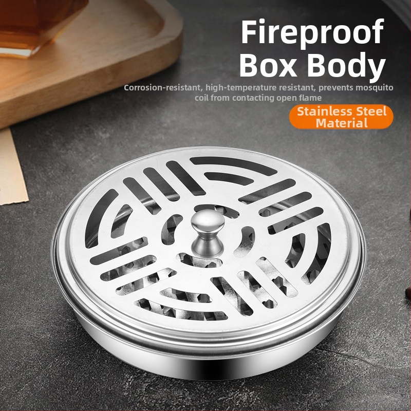 Nerūdijančio plieno dėžutė moskitų spiralėms, vėju atsparus dizainas, daugkartinio naudojimo; logotipo spausdinimas įmanomas