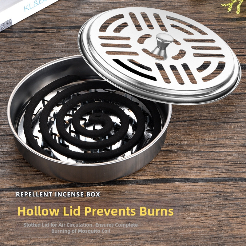 Стоманена кутия за москитни котушки с ветроустойчив дизайн; многократно използваема; възможност за печат на лого