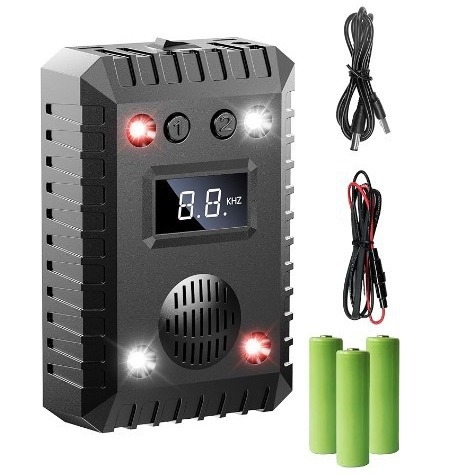 Autóba szerelhető ultrahangos egérriasztó – 12V/5V DC tápegység, LED villogó, ABS burkolat