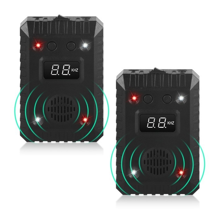 Autóba szerelhető ultrahangos egérriasztó – 12V/5V DC tápegység, LED villogó, ABS burkolat