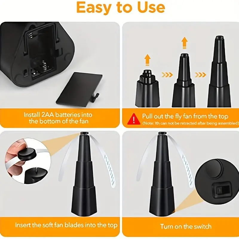 2 опаковки насекомо-репелентен вентилатор, батерийно захранван, не се зарежда, мултифункционален, 5V, 4.5W, ABS корпус