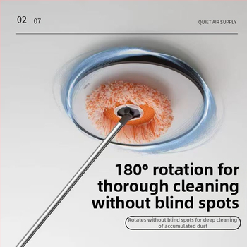 Πολυλειτουργικός επίπεδος mop με σχέδιο ηλίανθου, κεφαλή από μικροΐνες και ράβδο από ανοξείδωτο ατσάλι; κεφαλή από βαμβακερή γάζα; απομάκρυνση νερού 80–90%; φόρτος κάτω από 10 κιλά.