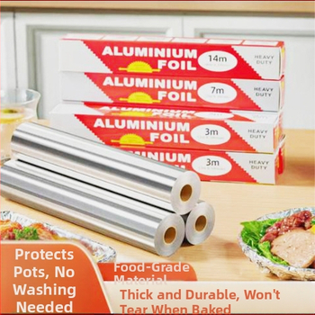Утолщена алуминиева фолио хартия за барбекю и печене, 3 м ролка, 10 μm дебелина, безопасна за микровълнова