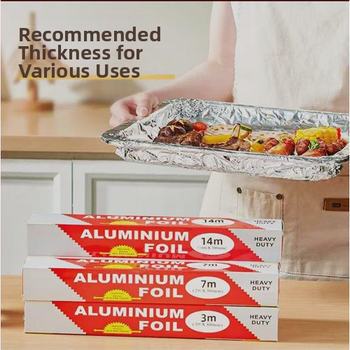 Утолщена алуминиева фолио хартия за барбекю и печене, 3 м ролка, 10 μm дебелина, безопасна за микровълнова