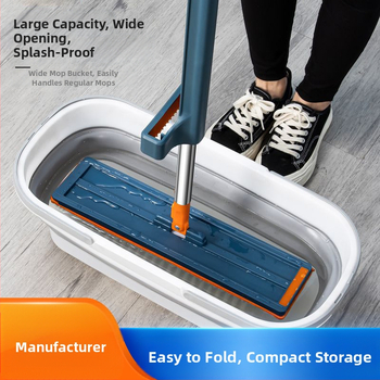 Αναδιπλούμενος κάδος για σφουγγαρίσματος, χωρίς χρήση χεριών, ορθογώνιος σχεδιασμός με επίπεδη σφουγγαρίστρα, φορητός, σιλικόνη