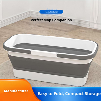 Αναδιπλούμενος κάδος για σφουγγαρίσματος, χωρίς χρήση χεριών, ορθογώνιος σχεδιασμός με επίπεδη σφουγγαρίστρα, φορητός, σιλικόνη