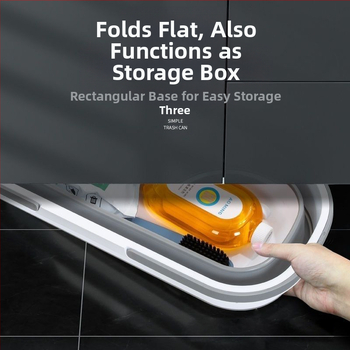 Αναδιπλούμενος κάδος για σφουγγαρίσματος, χωρίς χρήση χεριών, ορθογώνιος σχεδιασμός με επίπεδη σφουγγαρίστρα, φορητός, σιλικόνη