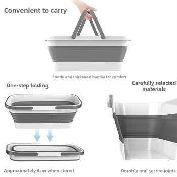 Αναδιπλούμενος κάδος για σφουγγαρίσματος, χωρίς χρήση χεριών, ορθογώνιος σχεδιασμός με επίπεδη σφουγγαρίστρα, φορητός, σιλικόνη