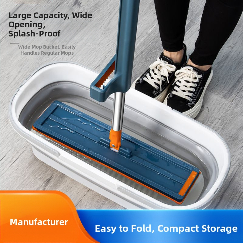 Αναδιπλούμενος κάδος για σφουγγαρίσματος, χωρίς χρήση χεριών, ορθογώνιος σχεδιασμός με επίπεδη σφουγγαρίστρα, φορητός, σιλικόνη