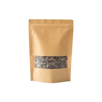 Крафт торбичка от хартия със прозорец, самостоятелно стояща, самозалепваща за опаковки на храни и подаръци