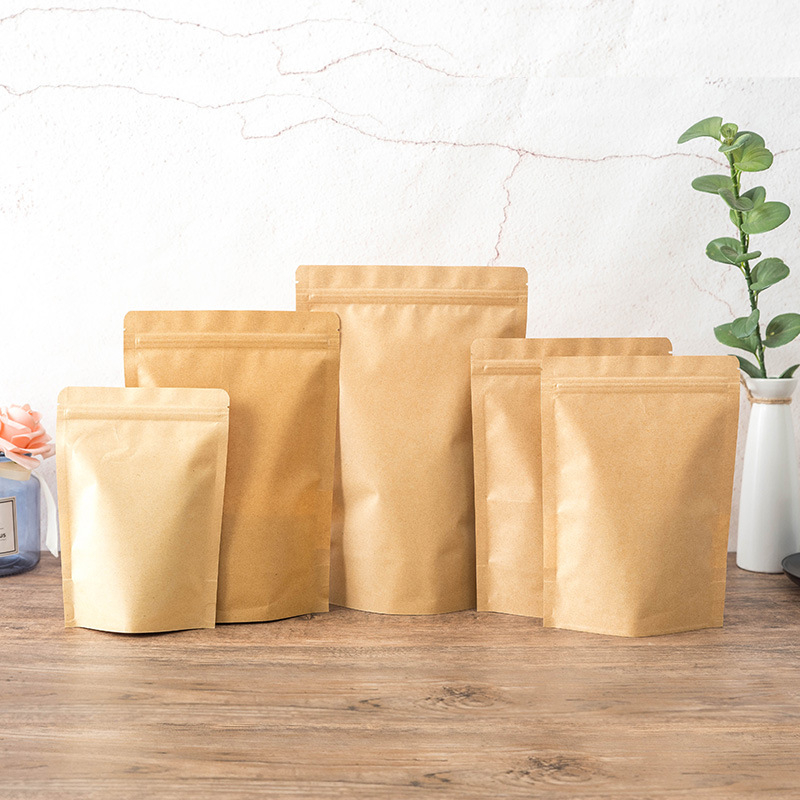 Крафт торбичка от хартия със прозорец, самостоятелно стояща, самозалепваща за опаковки на храни и подаръци