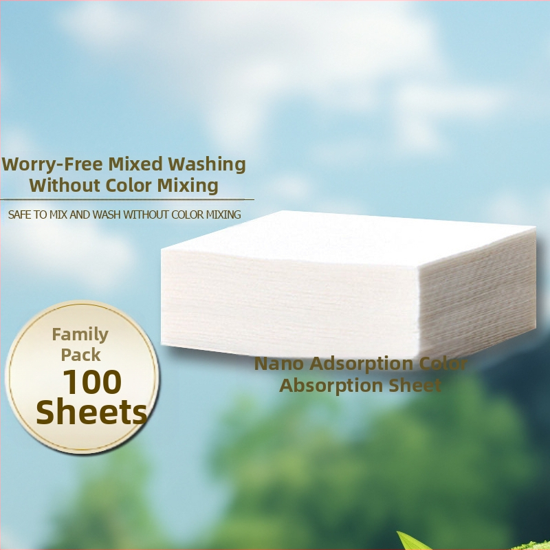 Spalvų sugeriantys skalbinių lakštai plovimui, spalvų perdavimo prevencija, nano spalvų sugeriamieji lakštai, spalvų maišymosi prevencija (Prekė: Bulk 100 color absorbing tablets)