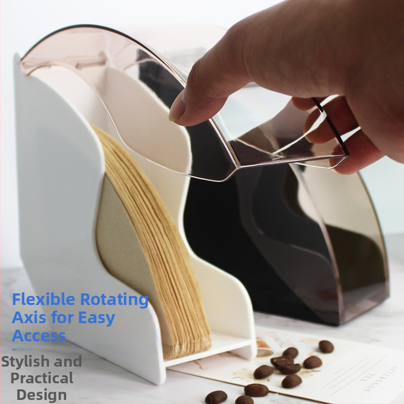 Пластмасова кутия за филтърни хартии против прах и държател за V60 филтър хартии за кафе, модерен минималистичен стил, възможност за персонализиране