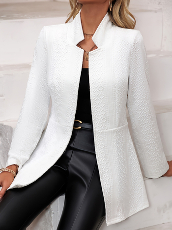 Γυναικείο blazers σε στενή γραμμή με πέτο, ένα κουμπί, μακριά μανίκια, μεσαίο μήκος