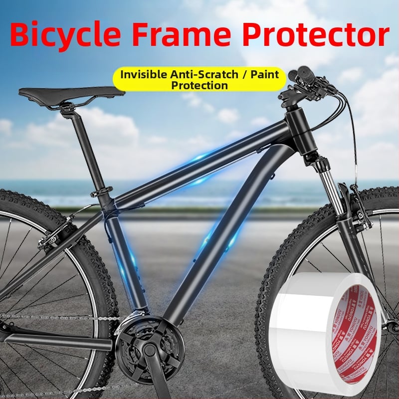 Velosipēda rāmja aizsargfilms – caurspīdīgs, skrāpējumiem izturīgs un ūdensdrošs, ar akrila līmi un nano līmes sistēmu, biezums 0,5 mm