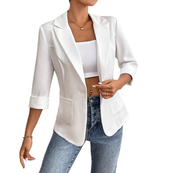 Γυναικείο blazer σε γραμμή slim-fit, με γιακά τύπου κοστουμ, μακριά μανίκια, κλείσιμο με ένα κουμπί, μήκος μέτριο (65–80 εκ.)