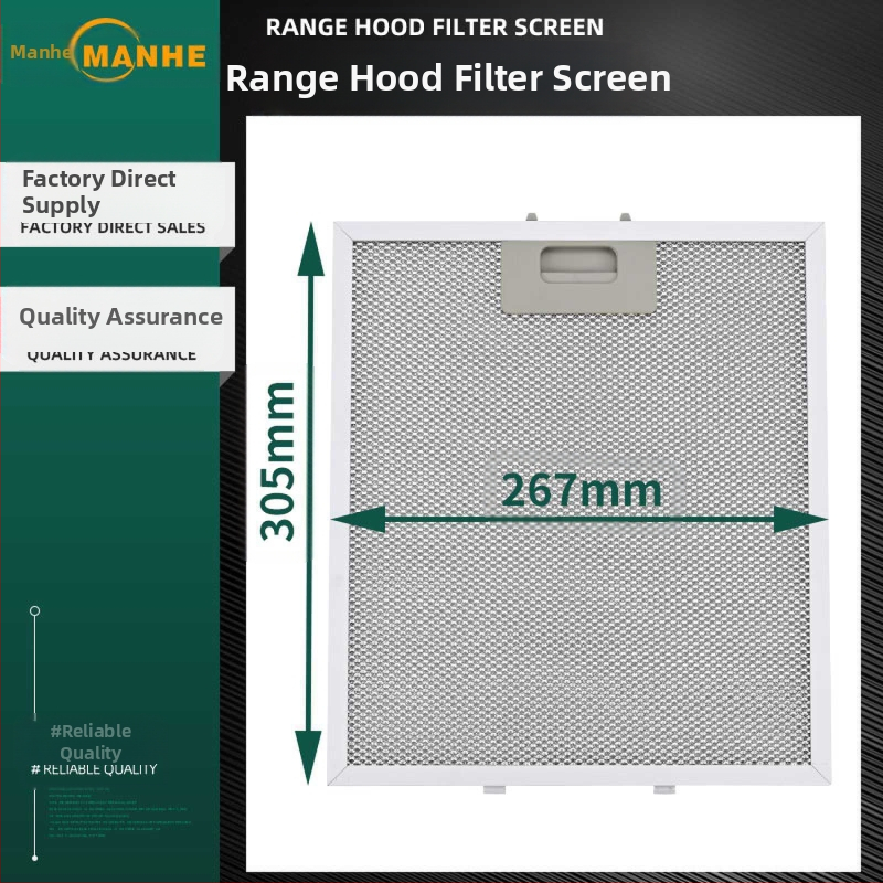 Virtuves nosūcēja filtrs – izvelkams, no nerūsējošā tērauda, salokāms un mazgājams filtrs ar alumīnija režģi, modelis MH-020YW, virsmas uzstādīšana