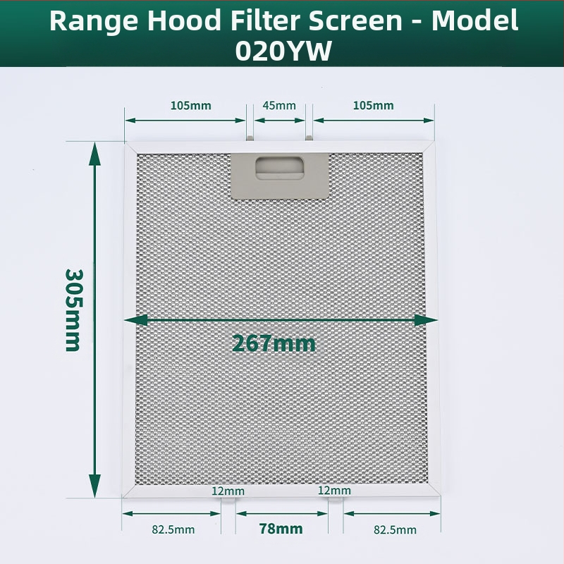 Ištraukiamas filtravimo sistema ventiliacijai – iš nerūdijančio plieno, sulankstomas ir plaunamas filtras su aliuminio tinkleliu, modelis MH-020YW, paviršinis tvirtinimas