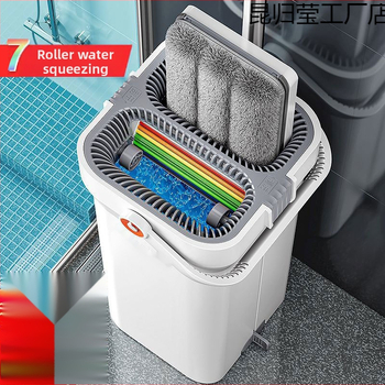 Plokščias grindų šluostė namų naudojimui su nerūdijančio plieno mentele, keturių krypčių spaudimo sistema, 2 kg apkrova, vienos pavaros mechanizmas