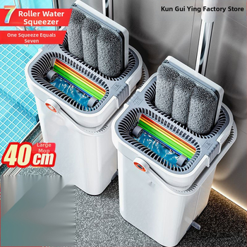 Plokščias grindų šluostė namų naudojimui su nerūdijančio plieno mentele, keturių krypčių spaudimo sistema, 2 kg apkrova, vienos pavaros mechanizmas