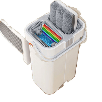 Plokščias grindų šluostė namų naudojimui su nerūdijančio plieno mentele, keturių krypčių spaudimo sistema, 2 kg apkrova, vienos pavaros mechanizmas