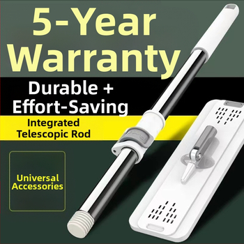 Universali plokščio mop stiebo su itin stora konstrukcija — nerūdijantis plienas, itin plonos pluoštus, vieno pavaros, spaudimas iš visų pusių