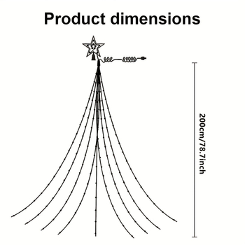 LED λαμπτήρας καταρράκτης σε σχήμα πεντάκτινης αστέρας, 50 LED, IP43, ρυθμιζόμενος φωτισμός, τροφοδοσία με μπαταρία, εσωτερικού και εξωτερικού χώρου