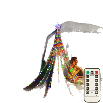 LED λαμπτήρας καταρράκτης σε σχήμα πεντάκτινης αστέρας, 50 LED, IP43, ρυθμιζόμενος φωτισμός, τροφοδοσία με μπαταρία, εσωτερικού και εξωτερικού χώρου