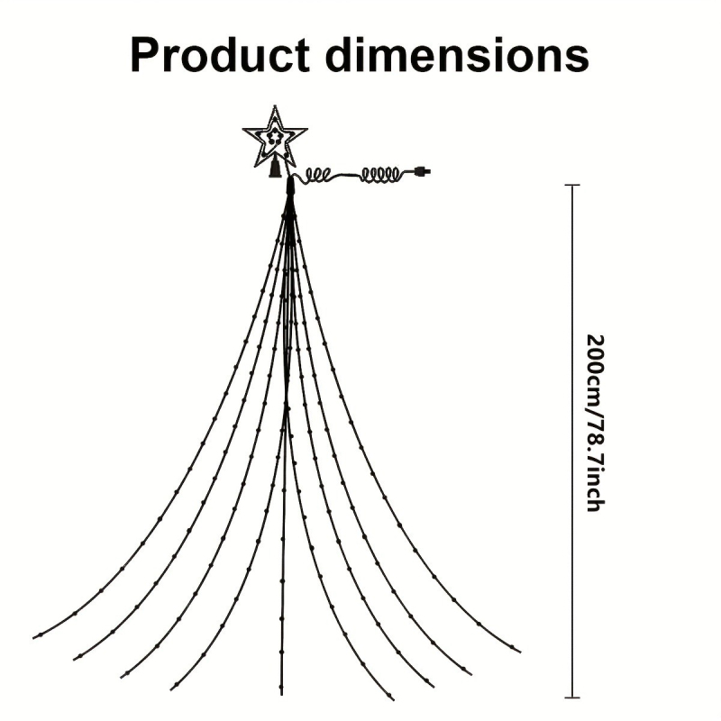 LED лампа‑водопад с форма на петолъчена звезда, 50 LED, IP43, димируема, батерийно захранване, за интериор и открито