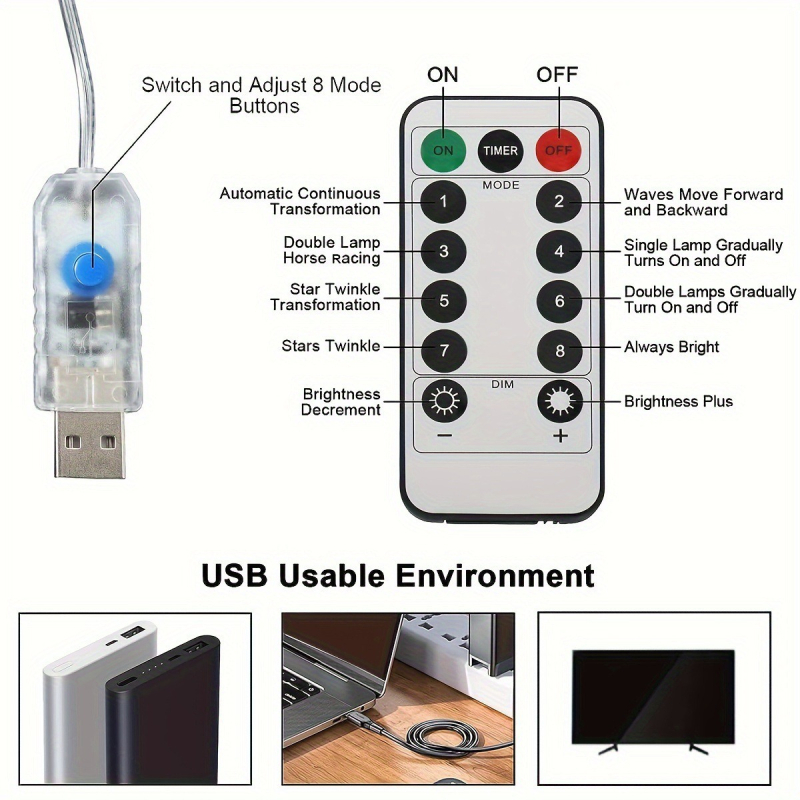 LED лампа‑водопад с форма на петолъчена звезда, 50 LED, IP43, димируема, батерийно захранване, за интериор и открито