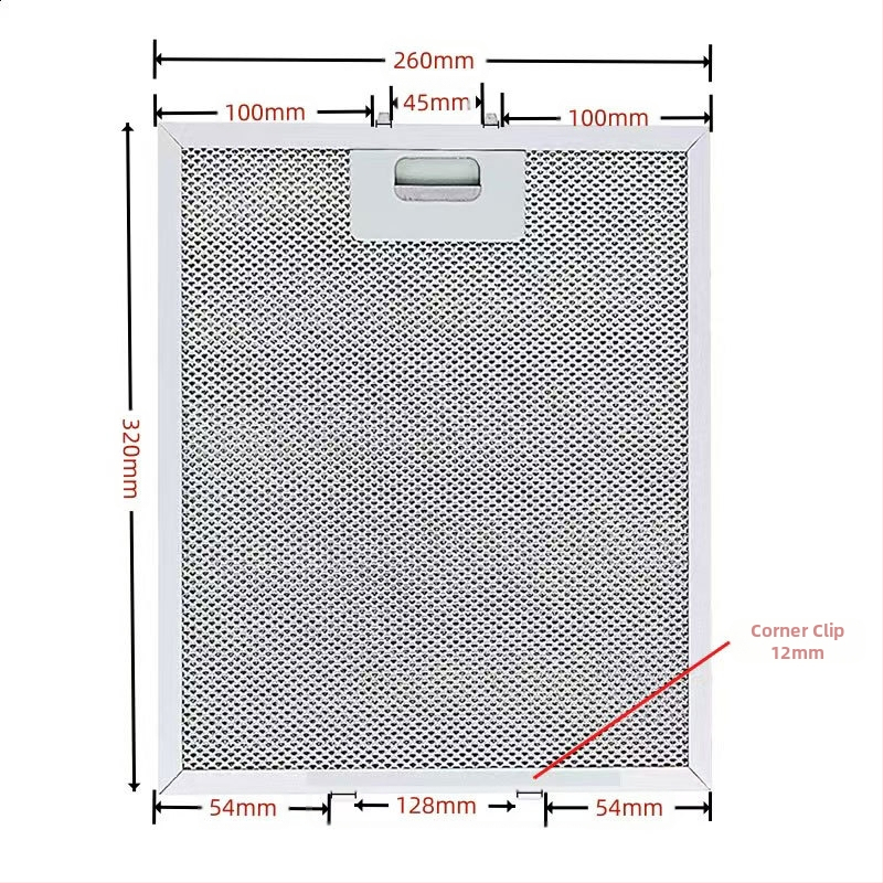 Universāls virtuves tvaika nosūcēja filtrs no nerūsējoša tērauda sieta, modelis 001, eļļas atdalītājs