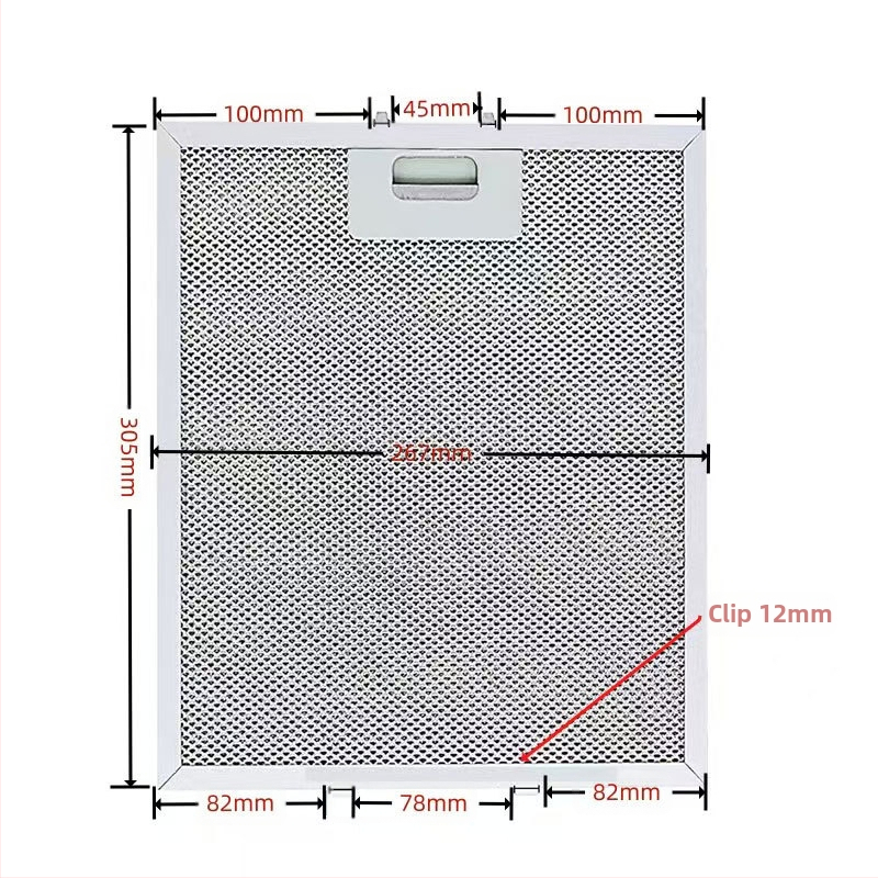 Универсален филтър за кухненския аспиратор: неръждаема стомана, мрежеста решетка, модел 001, сепаратор на масло