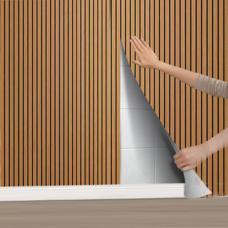 3D самозалепващ стенен стикер с дизайн на ивици, AXPE материал, декоративни стенни стикери, огнеустойчив, водоустойчив, антибактериален, шумоизолация