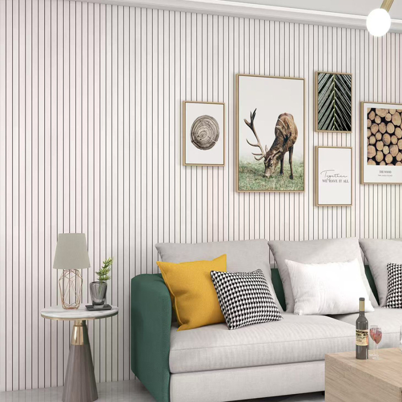 3D самозалепващ стенен стикер с дизайн на ивици, AXPE материал, декоративни стенни стикери, огнеустойчив, водоустойчив, антибактериален, шумоизолация