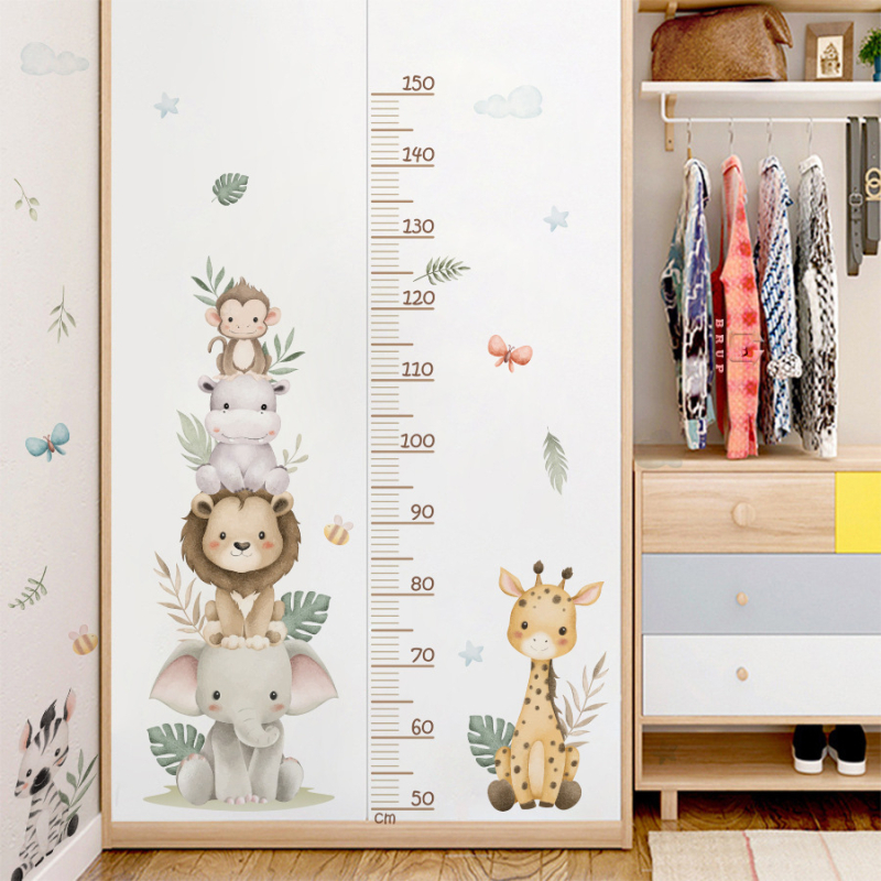PVC falikép készlet – magasságmérő rajzolt állatokkal, 3 darab, öntapadó, nappali, hálószoba és előszoba